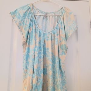 Old Navy Blue Floral Comfy Shirt - XL